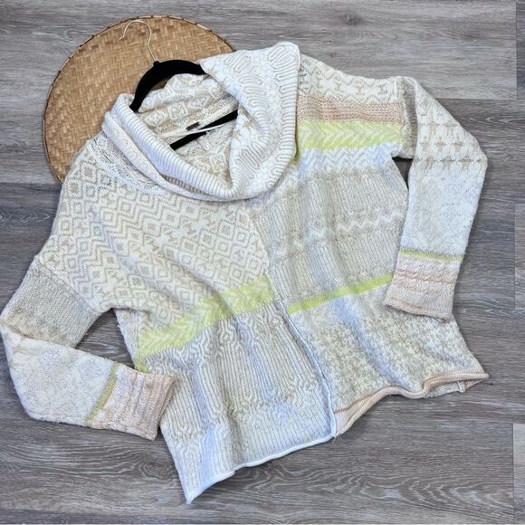 Free people boho chevron cowl neck oversized sweater - Picture 1 of 7